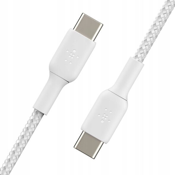 Kabel USB Belkin Belkin Kabel w oplocie USB-C na USB-C 60W, 0,15 m, biały 13811618 745883885091