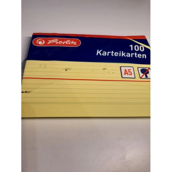 Herlitz Herlitz Karteikarte  A5 liniert gelb           100er Packung 13812201 4008111150511