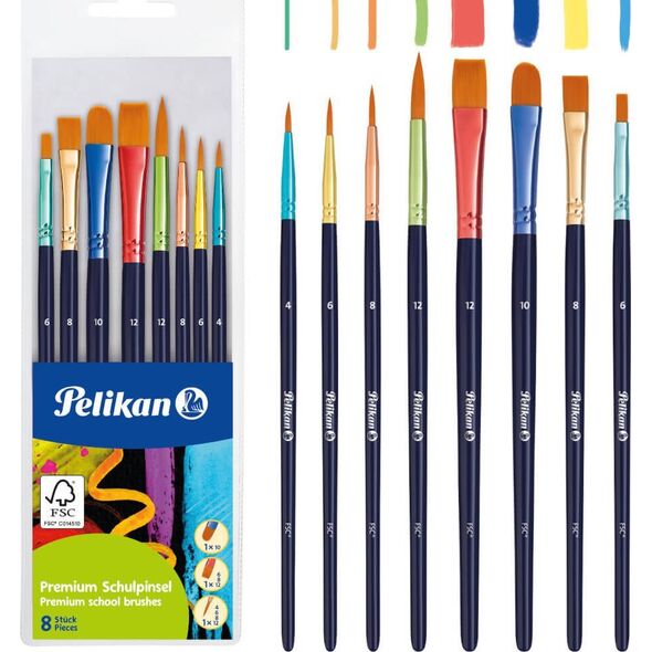 Pelikan Pelikan Schulpinselset Premium PI8/PB 8 Stück 13812333 4012700701183
