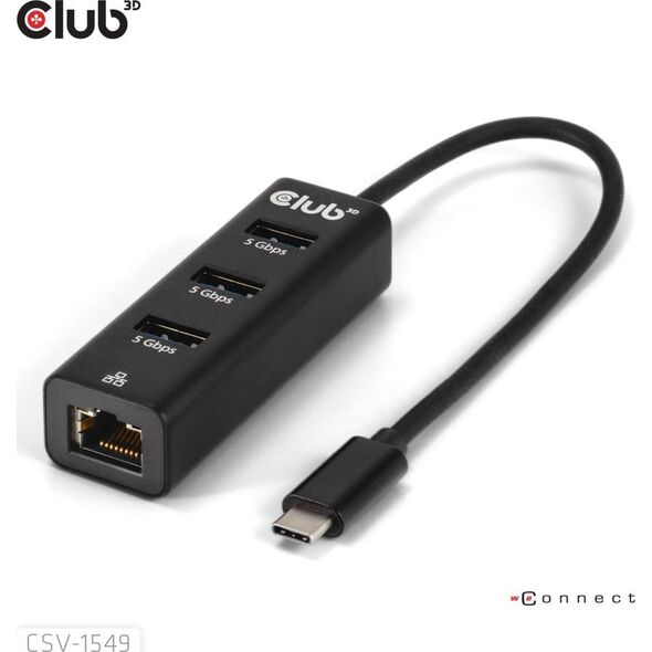 HUB USB Club 3D Club3D USB-Hub USB Typ-C 3.2 > 3x USB Typ A       1Gbps retail 13812459 8719214473167