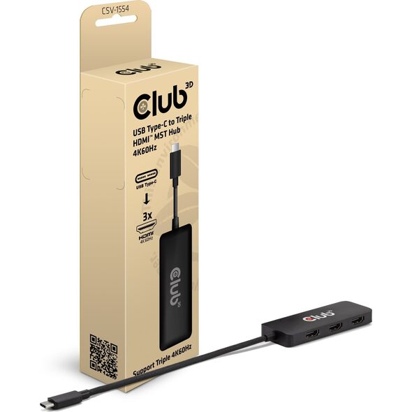 Club 3D Club3D MST-Hub USB 3.2 Typ C > 3x HDMI     4K60Hz      St/Bu retail 13812463 8719214473181