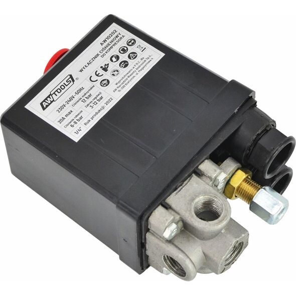 AWTools AWTOOLS WYŁĄCZNIK CIŚNIENIOWY KOMPRESORA 230V 3 WEJŚCIE 1/4" 13815622 5903678612061