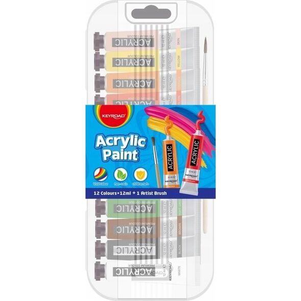 Keyroad Farby akrylowe KEYROAD, 12x12ml, mix kolorów 13828615 6941288775041