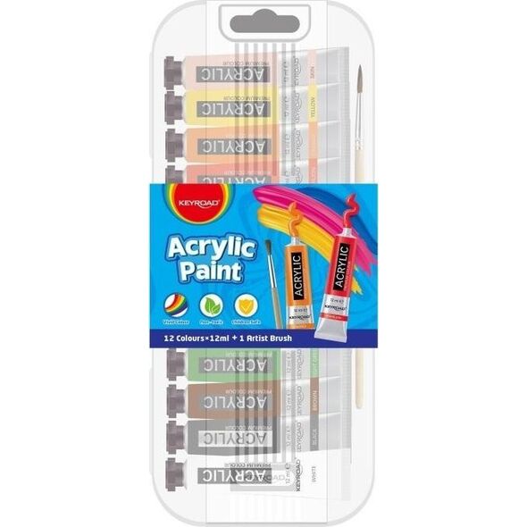 Keyroad Farby akrylowe KEYROAD, 12x12ml, mix kolorów 13828615 6941288775041