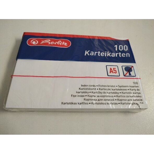 Herlitz Herlitz 10621308 karta katalogowa Biały 100 szt. 13841611 4008110239545