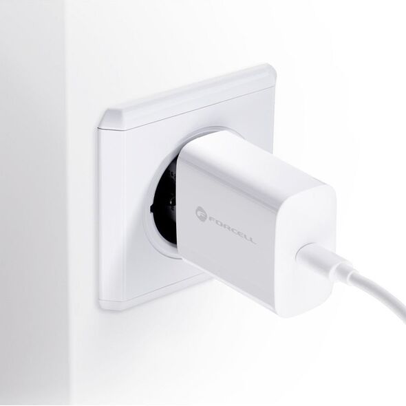 Ładowarka ForCell FORCELL F-ENERGY TFK-TC-25WPD ładowarka sieciowa Typ C + kabel Typ C do Typ C PD Q.C 3A 25W biała 13843551 5903396108099
