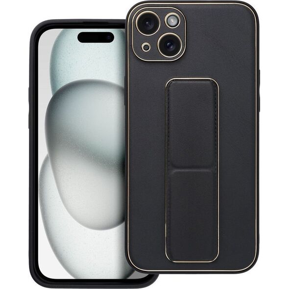 OEM Futerał LEATHER CASE KICKSTAND do IPHONE 15 Plus czarny 13844344 5903396213069