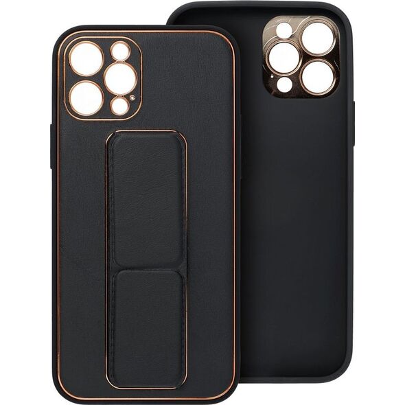 OEM Futerał LEATHER CASE KICKSTAND do IPHONE 15 Plus czarny 13844344 5903396213069
