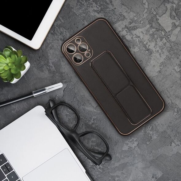OEM Futerał LEATHER CASE KICKSTAND do IPHONE 15 Plus czarny 13844344 5903396213069