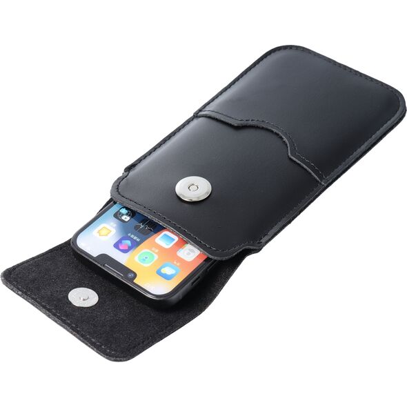 OEM Skórzana uniwersalna wsuwka z klapką - ROYAL / czarny - Rozmiar 2XL - IPHONE 6 PLUS / SAMSUNG A52 / XIAOMI REDMI NOTE 10 13844702 5903396223884