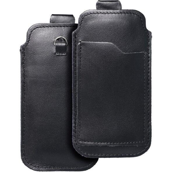 OEM Skórzana uniwersalna wsuwka z pull-up - ROYAL / czarny - Rozmiar M - IPHONE 5 / NOKIA S5610 / LUMIA 230 13844712 5903396223976