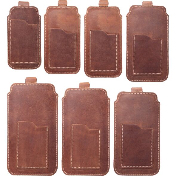 OEM Skórzana uniwersalna wsuwka z pull-up - ROYAL Crazy Horse / brązowy - Rozmiar L - IPHONE 6 / 7 / 8 13844713 5903396224041