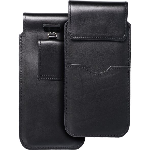 OEM Skórzana uniwersalna wsuwka z klapką - ROYAL / czarny - Rozmiar 2XL+tall - SAMSUNG S21 ULTRA / HUAWEI P Smart 2021 / XIAOMI Redmi 12 / OPPO A98 5G 13844721 5903396224133