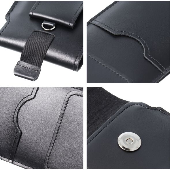 OEM Skórzana uniwersalna wsuwka z klapką - ROYAL / czarny - Rozmiar XL - IPHONE 11 / 12 / 13 / SAMSUNG S7 EDGE 13844841 5903396227004