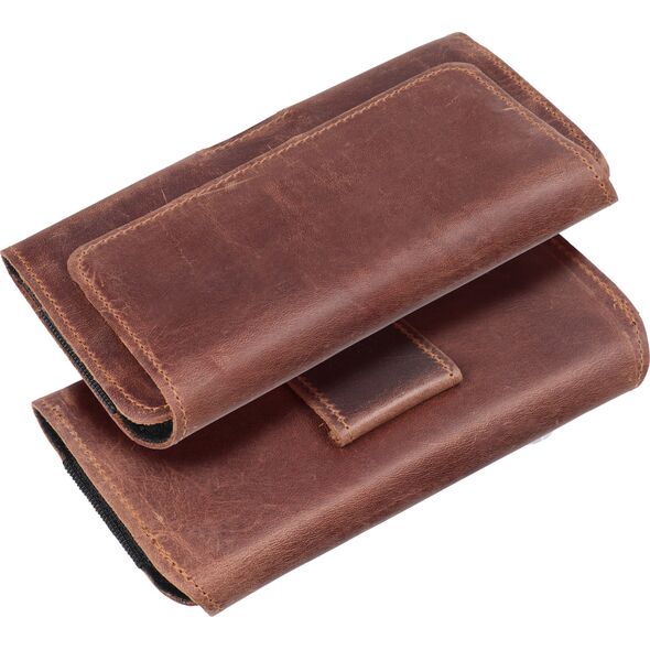 OEM Kabura uniwersalna do paska skórzana ROYAL Crazy Horse pozioma rozmiar M do IPHONE 12 MINI / 13 MINI / SAMSUNG A40 / S8 / XIAOMI 12 / Redmi 5A brązowa 13845504 5903396251290