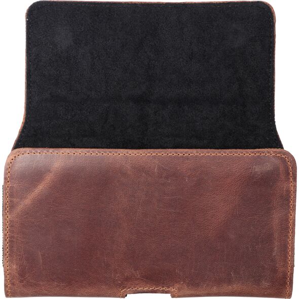OEM Kabura uniwersalna do paska skórzana ROYAL Crazy Horse pozioma rozmiar M do IPHONE 12 MINI / 13 MINI / SAMSUNG A40 / S8 / XIAOMI 12 / Redmi 5A brązowa 13845504 5903396251290