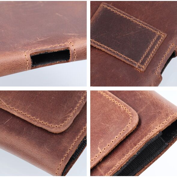 OEM Kabura uniwersalna do paska skórzana ROYAL Crazy Horse pozioma rozmiar M do IPHONE 12 MINI / 13 MINI / SAMSUNG A40 / S8 / XIAOMI 12 / Redmi 5A brązowa 13845504 5903396251290