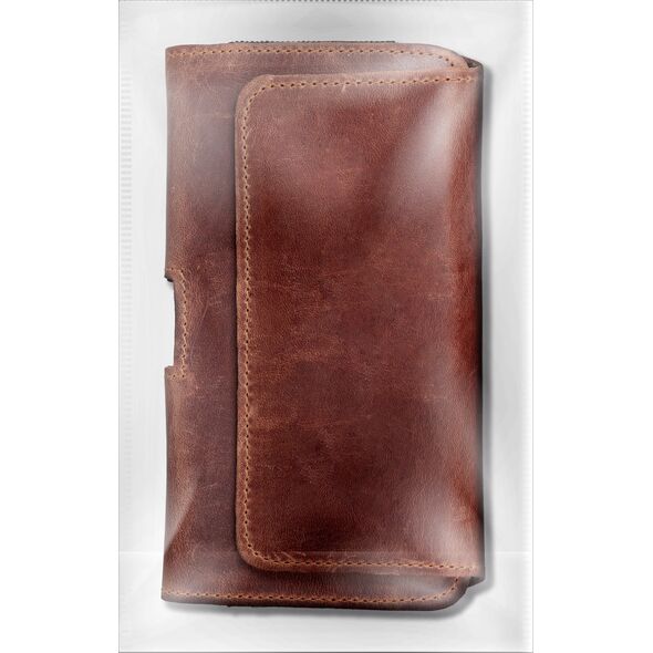 OEM Kabura uniwersalna do paska skórzana ROYAL Crazy Horse pozioma rozmiar M do IPHONE 12 MINI / 13 MINI / SAMSUNG A40 / S8 / XIAOMI 12 / Redmi 5A brązowa 13845504 5903396251290