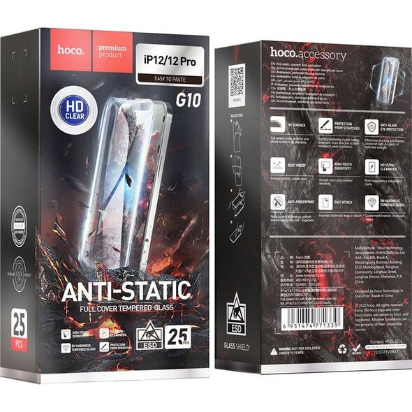 Hoco HOCO szkło hartowane HD Anti-static (SET 25in1) - MULTIPACK do iPhone 12 Pro Max (G10) 13846637 6931474771322