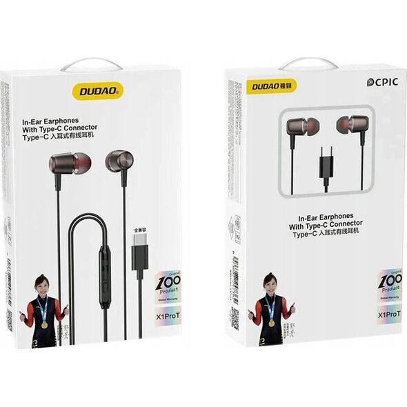Słuchawki Dudao Słuchawki Dudao X1PROT douszne przewodowe USB-C 1.2 m - czarne 13846698 6973687247362