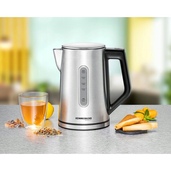 Czajnik Rommelsbacher Rommelsbacher Sunny WK 3000 kettle (stainless steel/black, 3,000 watts, 1.7 liters) 13848692 4001797881007