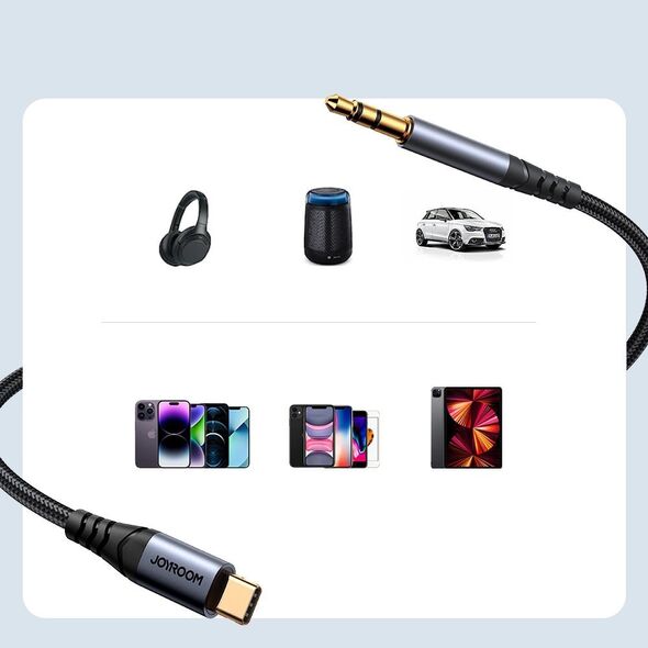 Kabel USB Joyroom Joyroom kabel audio stereo AUX 3,5 mm mini jack - USB-C do telefonu 1,2m czarny (SY-A07) 13858819 6956116773786