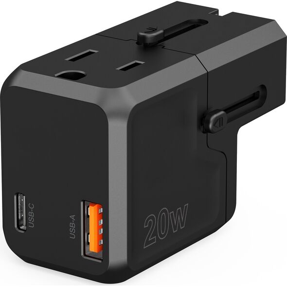 Ładowarka Choetech Ładowarka podróżna Choetech PD6038 USB-C USB-A PD 20W USA EU UK AU - czarna 13858890 6932112106186