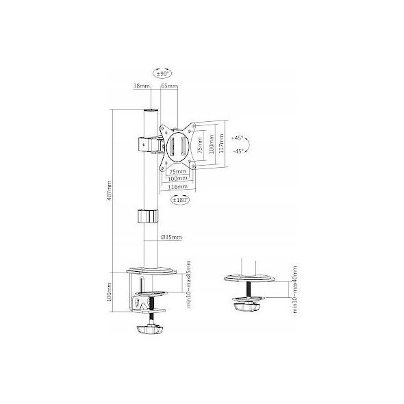 Brateck UCHWYT BIURKOWY MONITORA BRATECK-LDT66-C01