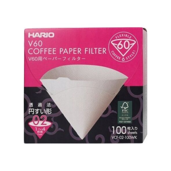 Hario Hario - Filtry papierowe białe - V60-02 - 100 Sztuk 13867320 4977642728776