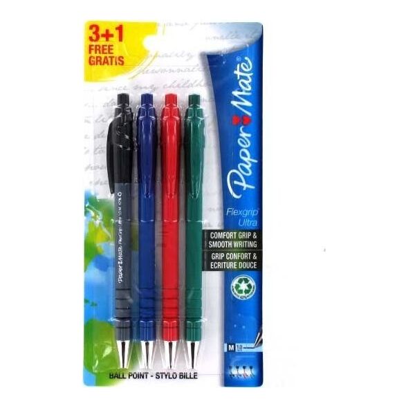 Paper Mate PAPER MATE Kugelschreiber Flexgrip Ultra RT M 3+1 S/B/R  4er Blister 13868022 3501178932607