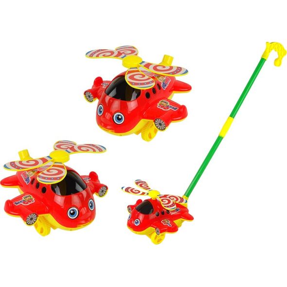 LeanToys Wesoły Samolot Pchacz Kij Dzwonek Czerwony 13870597 5905323212688