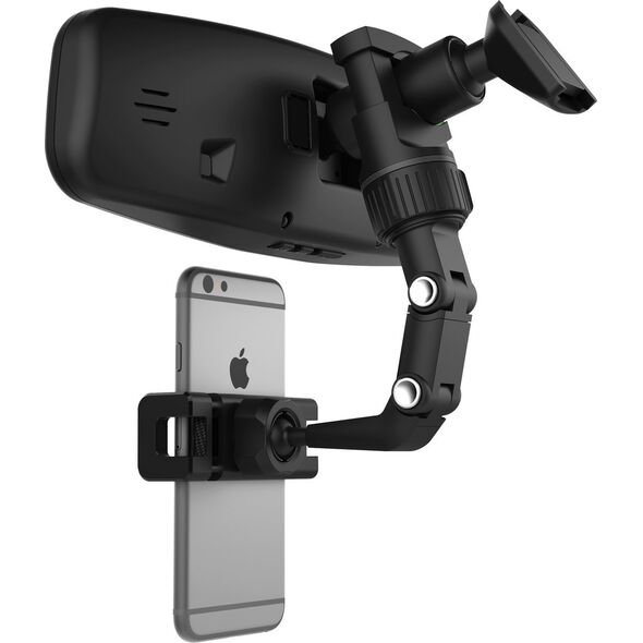 Hurtel Uchwyt na telefon smartfon mocowany do lusterka wstecznego czarny Uchwyt na telefon smartfon mocowany do lusterka wstecznego czarny 13884764 9145576257654