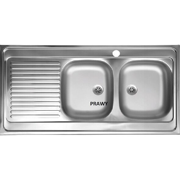 Zlewozmywak Kuchinox SK6_021T / KUCHINOX / ZLEW / STALOWY NAKŁADANY 60X120 2KOM  Z OC. GŁADKI + SYFON (OKS_B14K)  / 13888494 8697419566344