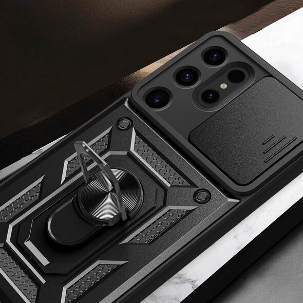 Hurtel Etui Hybrid Armor Camshield do Samsung Galaxy S24 Ultra pancerne z osłoną na aparat - czarne 13889733 9145576285107