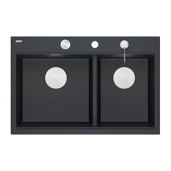 Zlewozmywak GraniteQ MARC 120 WORKSTATION GraniteQ zlewozmywak 2-komorowy 760*500*235 mm pure carbon + syfon push to open + dozownik stal szcz.+ wkładka ociekowa+ Qmata +d 13916758 5905505508189