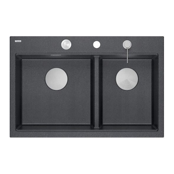Zlewozmywak GraniteQ MARC 120 WORKSTATION GraniteQ zlewozmywak 2-komorowy 760*500*235 mm black diamond + syfon push to open + dozownik stal szcz.+ wkładka ociekowa+ Qmata 13916761 5905505508219
