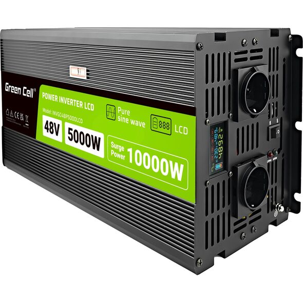 Przetwornica Green Cell GREEN CELL PRZETWORNICA LCD 48V/230V 5000W/10000W CZYSTY SINUS INVGC48P5000LCD 13919669 5904326374584