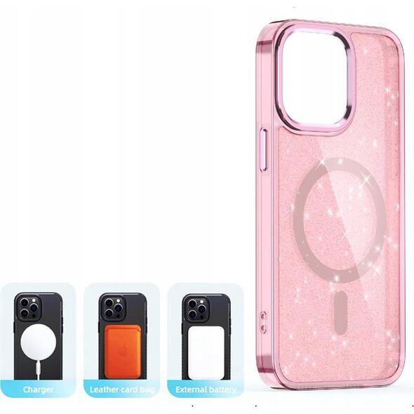 Hurtel Etui Glitter Case MagSafe na iPhone 16 Pro Max - różowe z brokatem 13921440 5907769363962