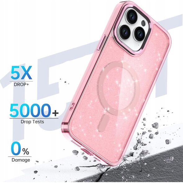 Hurtel Etui Glitter Case MagSafe na iPhone 16 Pro - różowe z brokatem 13921442 5907769363955