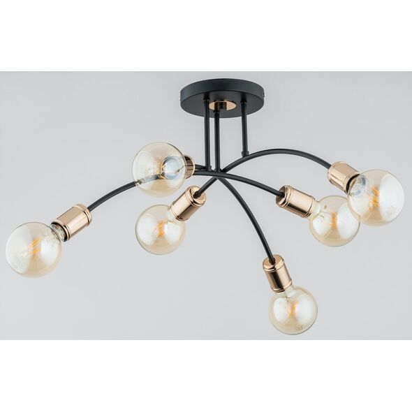 Lampa sufitowa Alfac Alfa Lanti 60817 plafon lampa sufitowa 6x60W E27 czarny/bursztynowy 13931078 5900458608177