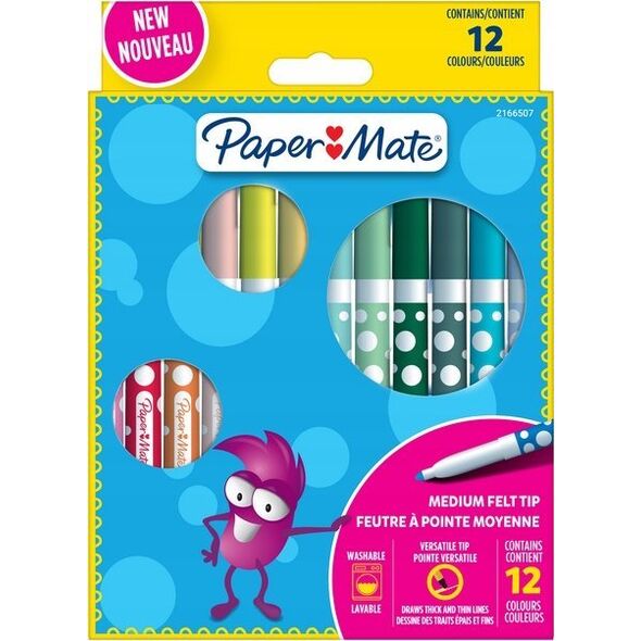 Paper Mate PAPER MATE Filzstifte Kids Colouring Bunt 12er M Blister 13932208 3026981665073