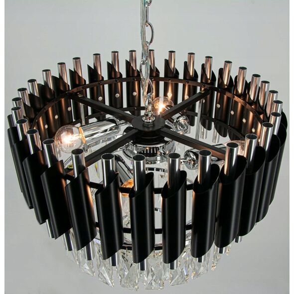 Lampa wisząca Mdeco Elem Toledo 6260/4 8C BL lampa wisząca zwis 4x40W E14 chrom/transparentna/czarna 13935332 5907737334918