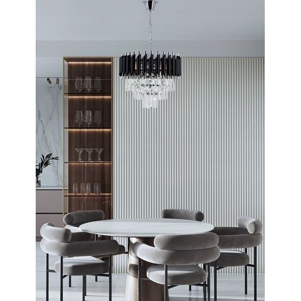 Lampa wisząca Mdeco Elem Toledo 6260/4 8C BL lampa wisząca zwis 4x40W E14 chrom/transparentna/czarna 13935332 5907737334918