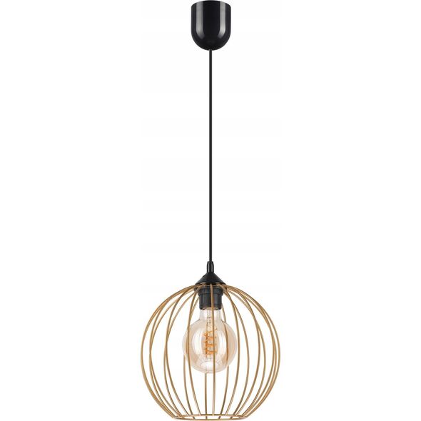 Lampa wisząca Lamkur Lamkur Zoya 45153 lampa wisząca zwis nowoczesna loft klatka metalowa 1x60W E27 złota/czarna 13940463 5907687445153