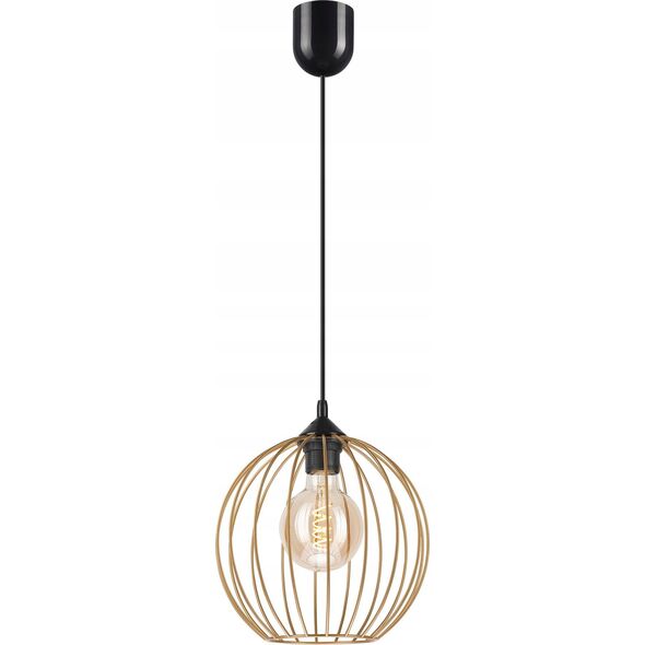 Lampa wisząca Lamkur Lamkur Zoya 45153 lampa wisząca zwis nowoczesna loft klatka metalowa 1x60W E27 złota/czarna 13940463 5907687445153