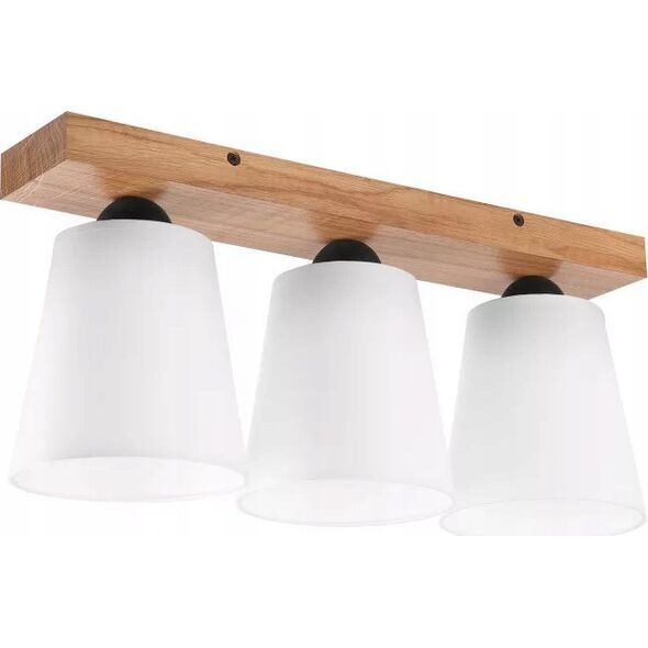 Lampa sufitowa Lamkur Lamkur Lula 47591 plafon lampa sufitowa boho drewniany materiałowe klosze 3x60W E27 biały/drewno 13940622 5907687447591