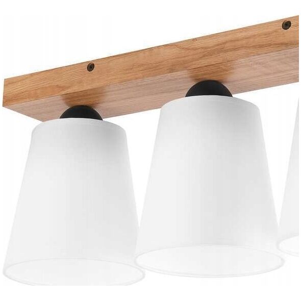 Lampa sufitowa Lamkur Lamkur Lula 47591 plafon lampa sufitowa boho drewniany materiałowe klosze 3x60W E27 biały/drewno 13940622 5907687447591
