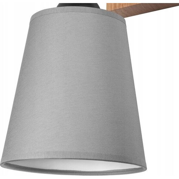 Kinkiet Lamkur Lamkur Lula 47676 kinkiet lampa ścienna boho drewniany materiałowy klosz 1x60W E27 szary/drewno 13940625 5907687447676