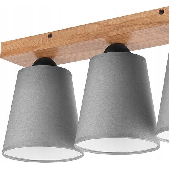 Lampa sufitowa Lamkur Lamkur Lula 47652 plafon lampa sufitowa boho drewniany materiałowe klosze 3x60W E27 szary/drewno 13940628 5907687447652