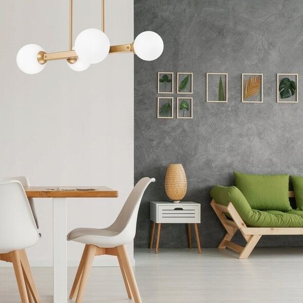 Lampa wisząca Lamkur Lamkur Astro 45092 lampa wisząca zwis modernistyczna ball kule szklane klosze 4x5W G9 biała/złota 13940631 5907687445092